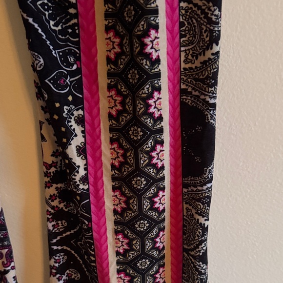Shosho Black and Pink Patterned Flare Pants - Picture 3 of 9